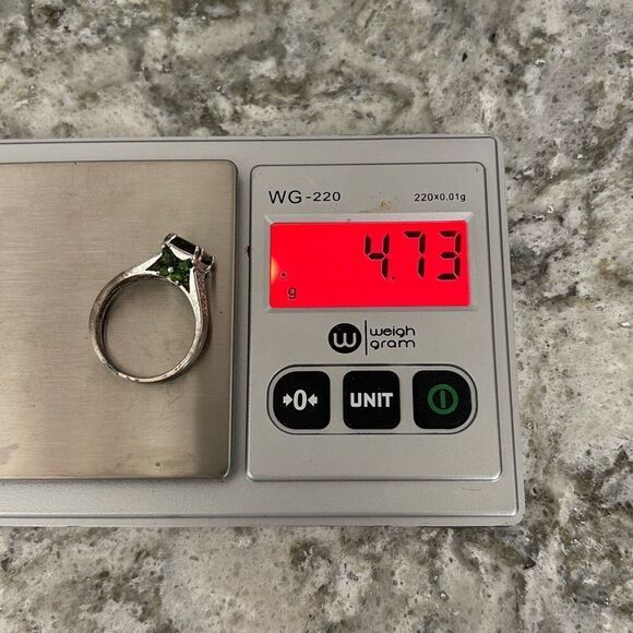 925 Sterling Silver & Tsavorite Garnet CZ ring Sz 9, 4.71g, 8.7x6.8mm butterfly - Picture 11 of 12